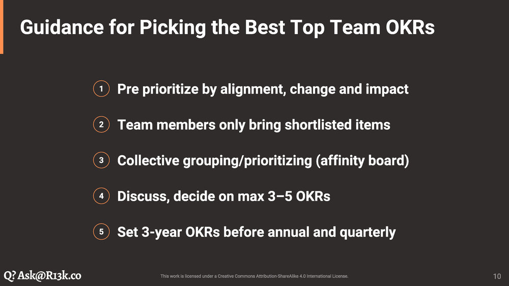 Guidance for Picking the Best Top Team OKRs